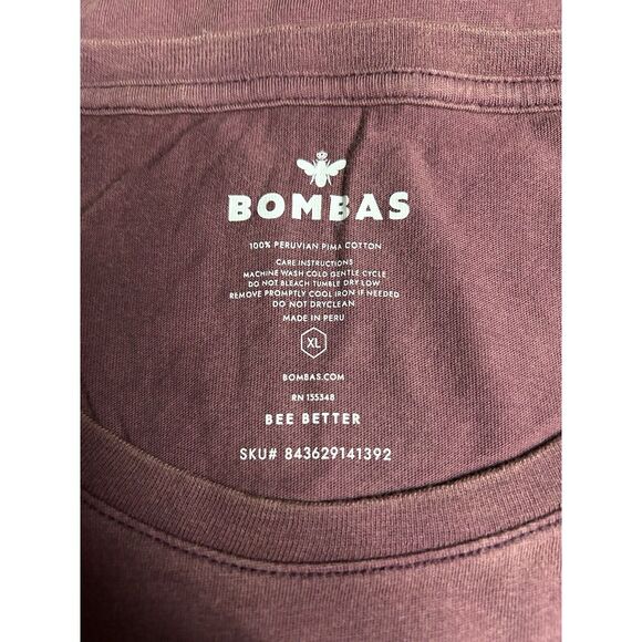 Bombas Bee Better Pocket T-Shirt Crew Neck Lot Of 2 Wine Pima Cotton XL - Picture 3 of 4